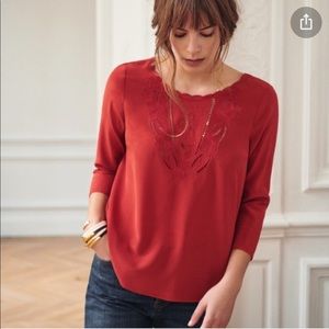 Sézane Frida Blouse Red Poppy Size 38